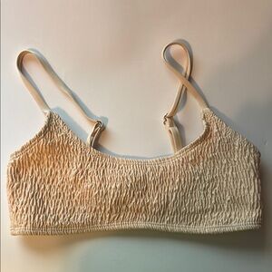 Cream /Pale Yellow Textured Swim Top